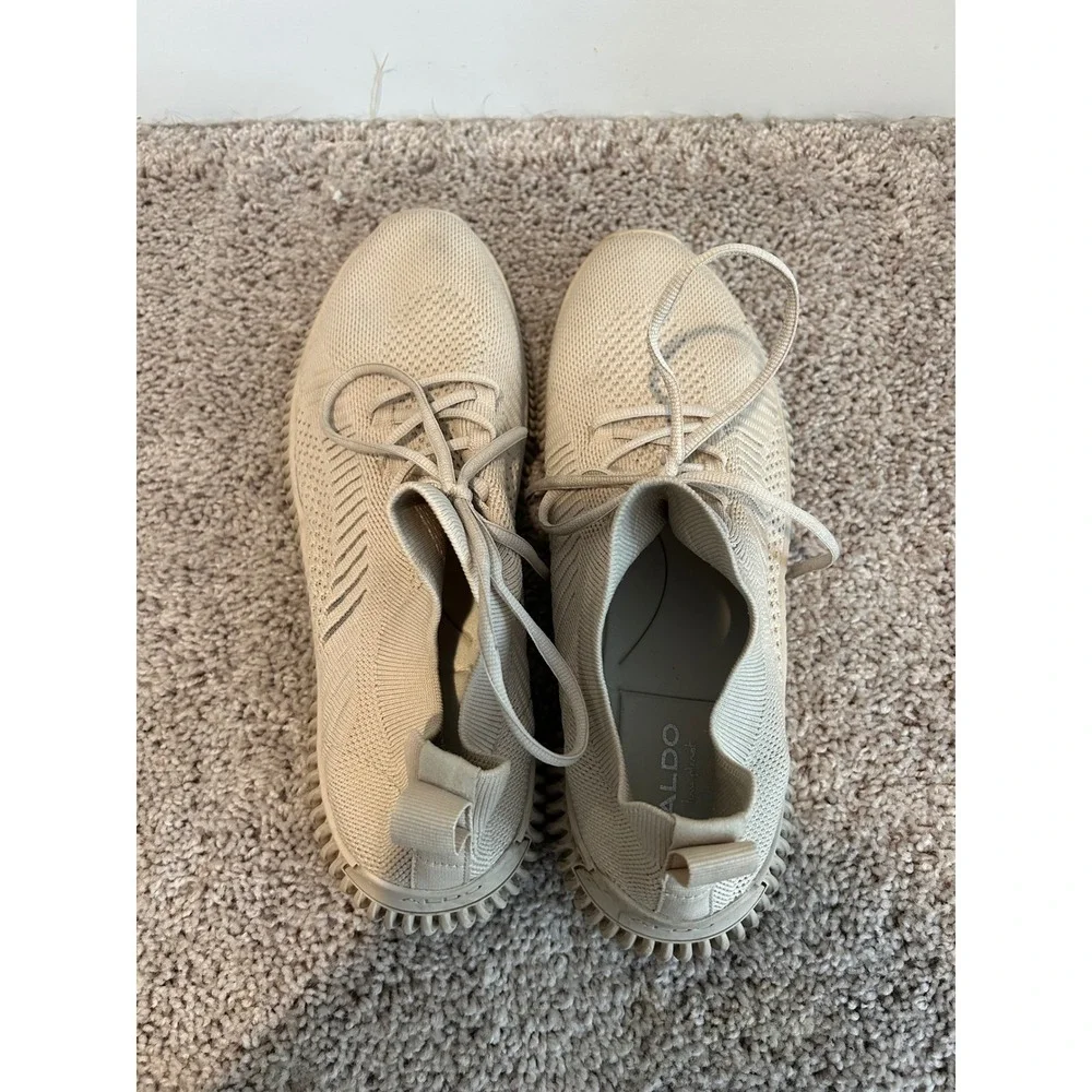 Aldo  Mens Knit Sneakers Beige Sand Sustainable Athletic Shoes 10.5 - Picture 2 of 9